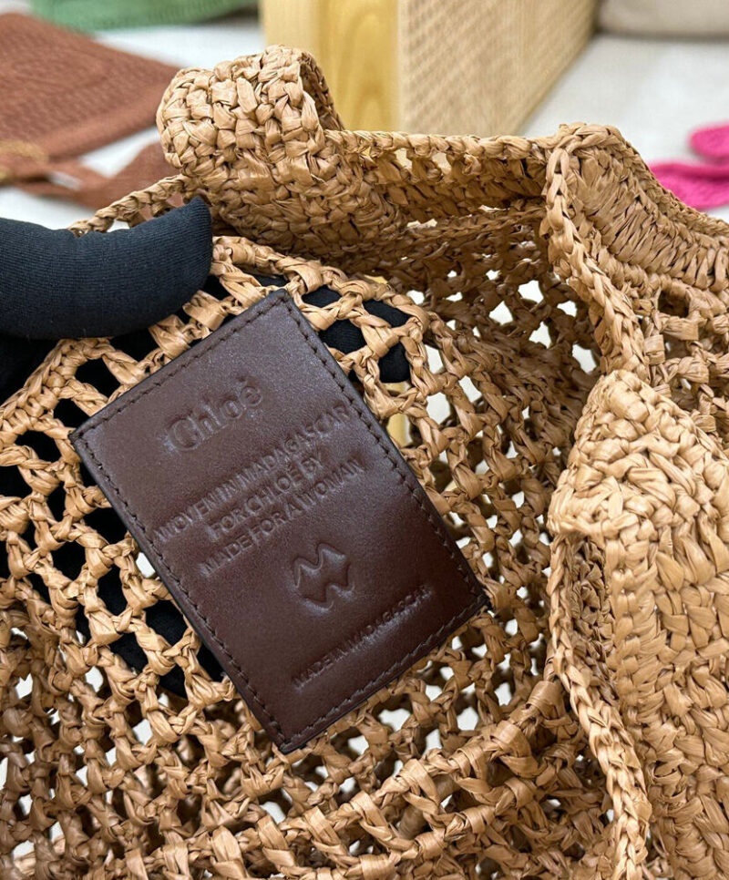 Chloe Summer Banana Tote Bag In Raffia